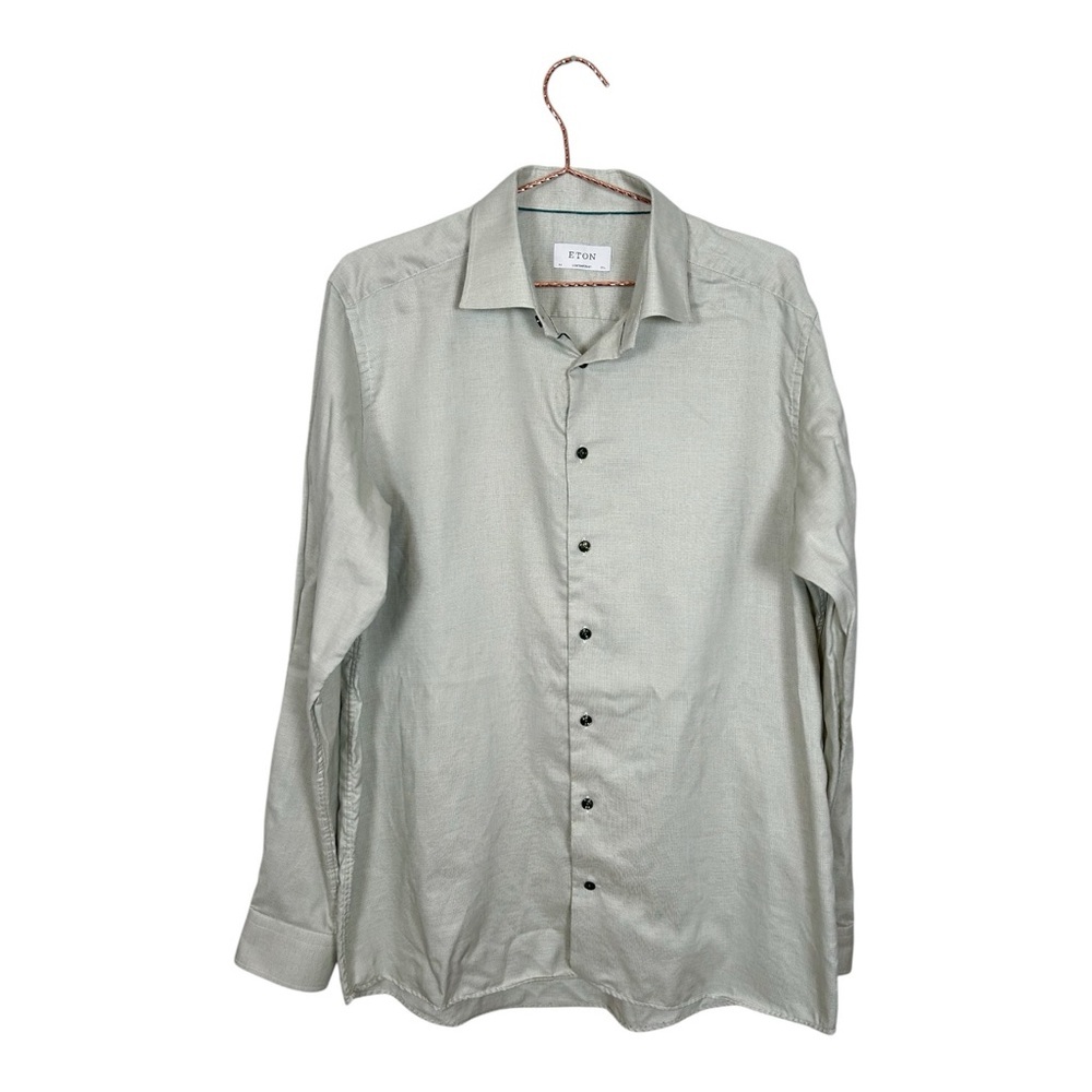 Eton Men's Sage Green Long-Sleeve Dress Shirt